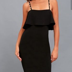 Lulus Addie black Pearl bodycon midi dress